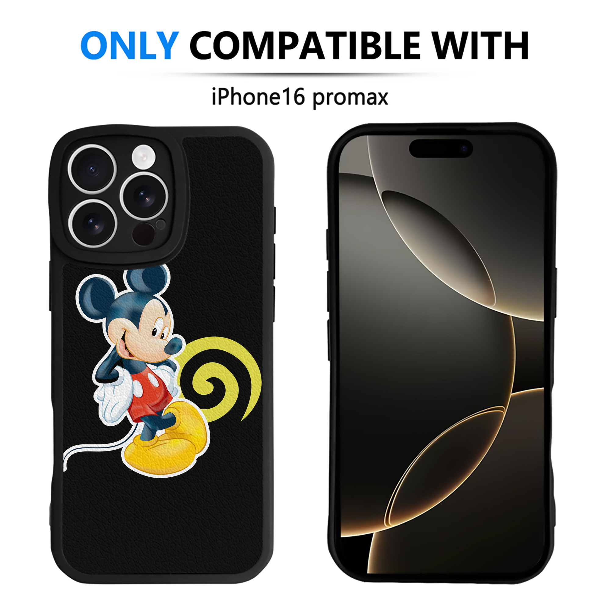 （画像用） ミッキーマウス Mickey Mouse 【iPhone 16シリーズ対応】シリコンスマホケース（レザー調） 材質：シリコン